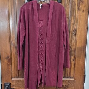 Elegant Maroon Open Front Cardigan